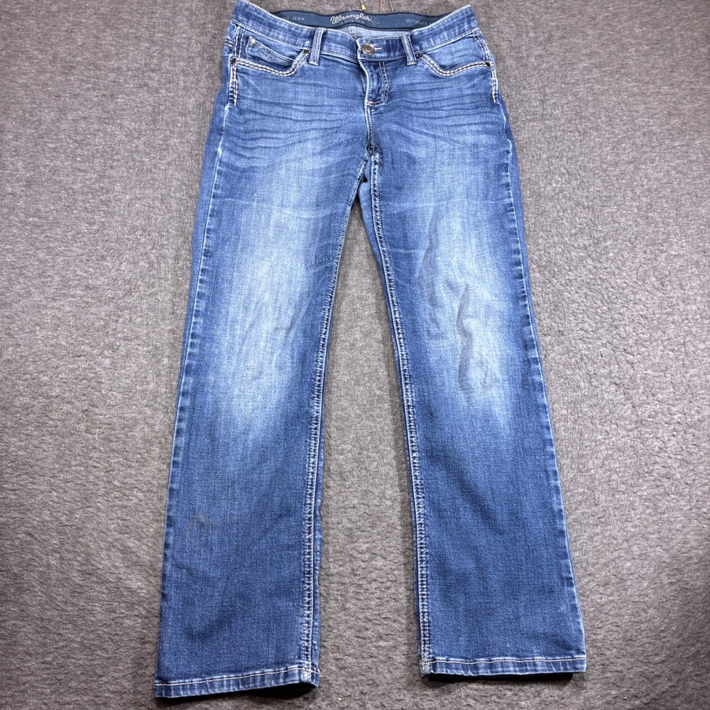 Wrangler Shiloh Riding Jeans Womens 7x32 Blue Bootcut Embroidered